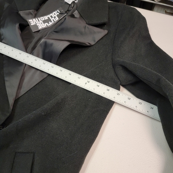 Future Collective Black Notched Lapel Double Breasted Coat Size S - Picture 5 of 5